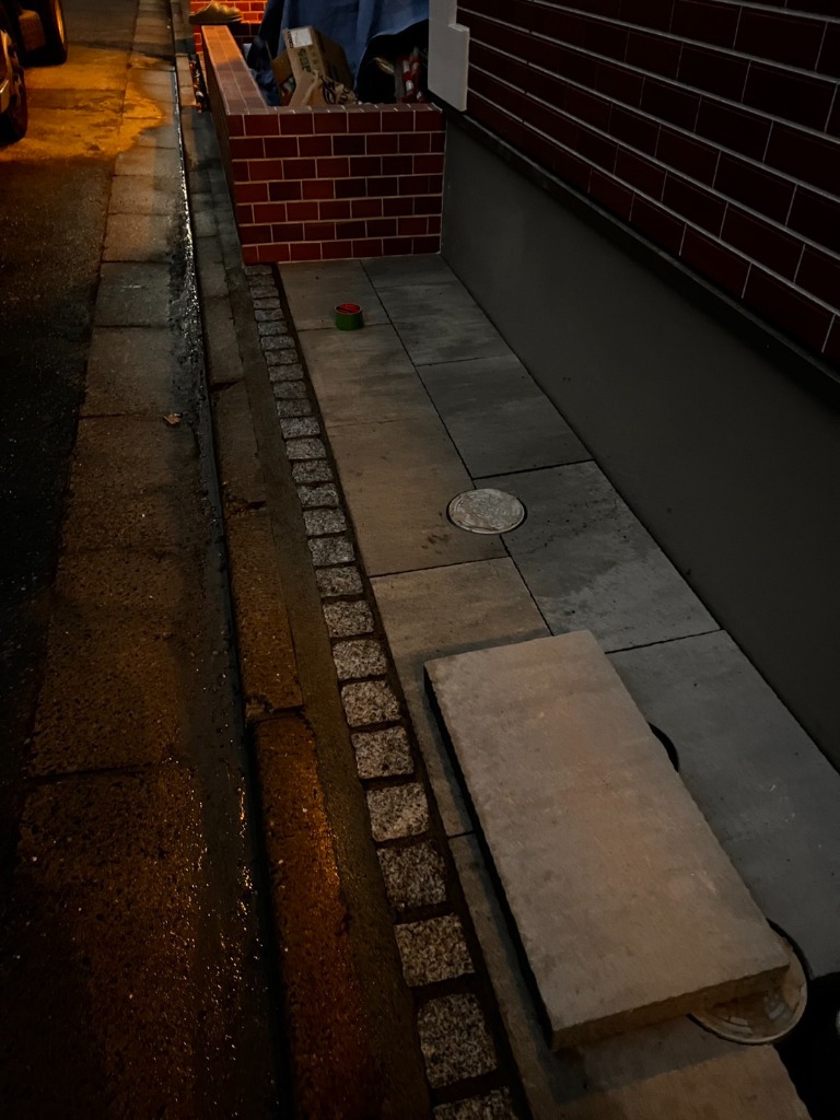 夜間のエントランスを彩る照明施工。防犯性を高めつつ、温かみのある雰囲気を演出。